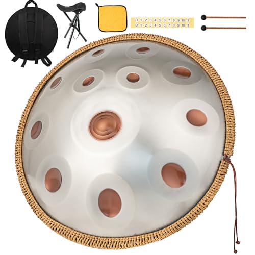 440 Hz Steel Drum 12 Töne 22 Zoll Hand pan Instrument Handpan Music D-Moll - Für Erfahrene Spieler Konzipierte Handpan, Ideal Für Meditationsenthusiasten & Band-Ensemblespiel & Live-Auftritte