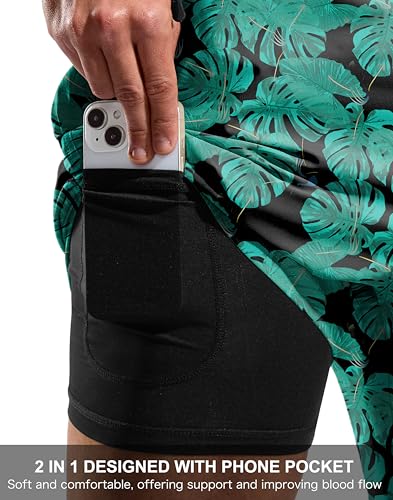 Image of G Gradual Mens Swim Trunks with Compression Liner 7 inch /9'' Quick Dry Board Shorts Swimsuit Bathing Suit for Men Zipper Pockets