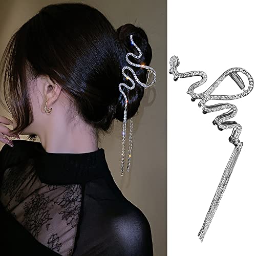 Large Silver Metallic Fish-Bone Claw Clip with Nonslip Hold