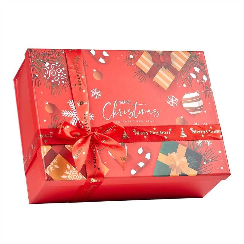 Imamse Christmas Gift Boxes with Lids and Ribbon Large Empty Gift Boxes Luxury Sturdy Foldable Cardboard Box for Gifts Christmas Favor Gift Supplies (Pack of 1)