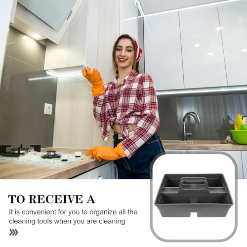 Organizador de limpieza portátil con asa y contenedor gris resistente 8