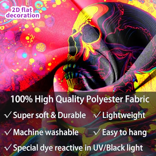 BSFHH Black Light Tapestry – UV Reactive Glow in the Dark Wall Hanging, Spooky Night Scene with Ghosts & Pumpkins, Haunting Home Decor for Parties, Bedroom, or Dorm - Image 9