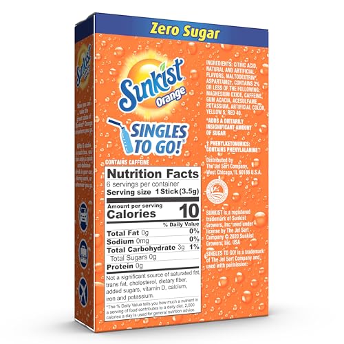 Image of Singles To Go! Sunkist Soda Drink Mix, Orange, 72 Packets