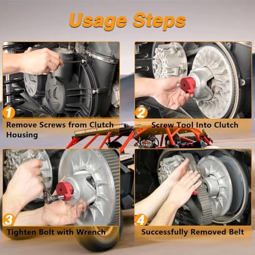 Image of EVRBUL Belt Removing Tool Fit for Can-Am Defender HD10 Pro Maverick 2006-2021 Compatible with Can-Am Maverick X3 Turbo MAX 2017-2020 Fits 72 inch /64 inch Wheel Base Width Replace # 708200720 529000088 (Red)