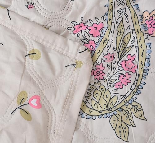 Image of BENAVJI Reversible Single Bed Comforter | Soft Microfiber AC Quilt Blanket | Paisley Floral All Season Bedding