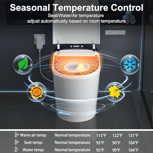 Image of Smart Bidet Toilet with Tank, Foam Shield, Dual Auto Flush, Manual Soft-Close Lid&Seat, Foot Sensor, Electric Modern One Piece Toilets for Bathroom with Siphon Dual Flush 0.8 /1.2 GPF