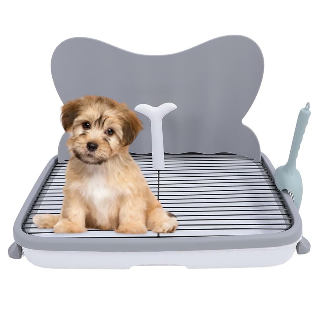Qpets® Dog Potty Training Tray, Plastic Puppy Training Toilet Easy Clean with Quick-Drain & Leak-Proof Design, Indoor/Outdoor Puppy Toilet for Small Dogs (Dog up to 5 kg)