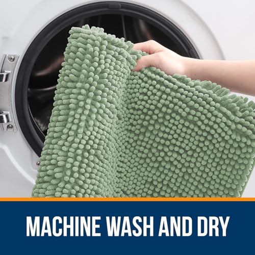 Image of OLANLY Bathroom Rugs Sets 2 Piece, Soft Absorbent Chenille Bath Mats Area Rug Set, Non-Slip, Quick Dry, Machine Washable Bath Mats for Bathroom, Home Decor Accessories (30 inchx20 inch+24 inchx16 inch, Sage Green)