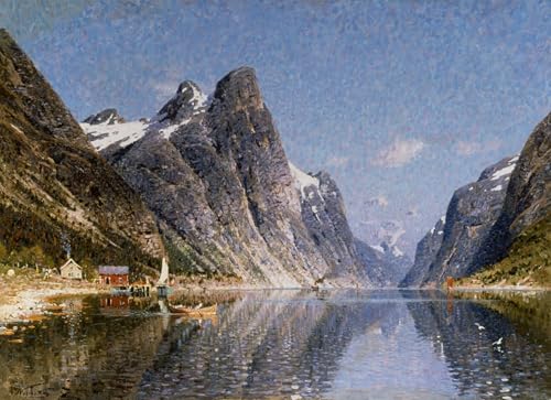 Pintura decorativa de Adelsteen Normann: lienzo de los fiordos de 60x90cm para decoración moderna