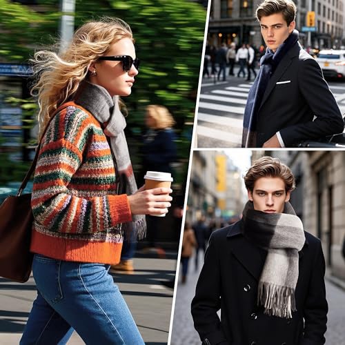 Wool Plaid Scarf for Men and Women, Elegant Lightweight Wrap Shawl, Unisex Warm Winter Womens Mens Scarves Wool3