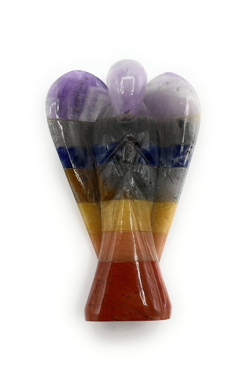 Seven Chakra Angel 2" Height Reiki Crystal Healing (Angel) Gaurdian Angel Figurine Angel with Wings