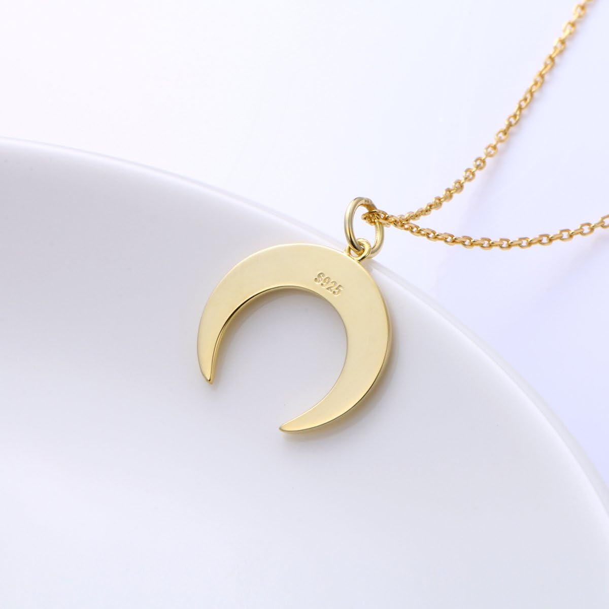 DAOCHONG S925 Sterling Silver Crescent Moon Tooth Sailor Pendant Necklace for Women Jewelry - Image 5
