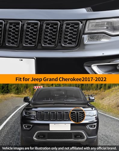 Image of Hoolcar Front Grill Mesh Inserts Compatible with Jeep Grand Cherokee 2017-2020 Clip-on Grille Inserts Cover Trim Exterior Accessories, Black