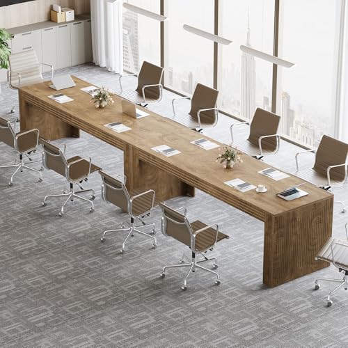 Image of Tribesigns 79-Inch Extra Long Desk Set of 2, Two Person Double Desk for Home Office, Wooden Long Computer Desk Writing Table for Office, Natural Oak