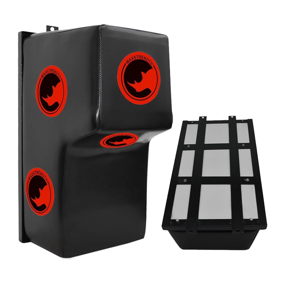 MAXSTRENGTH Wall-Mounted Punch Pad Premium Striking Target for Boxing and Martial Arts Training (Black/Red)