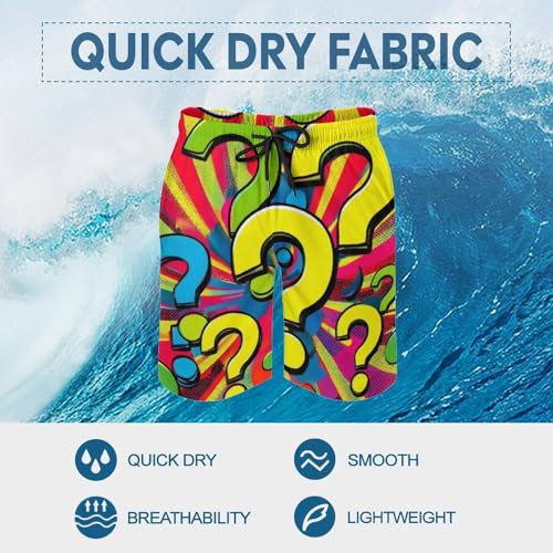 Colorful Question Marks Men Swim Shorts Swimwear Bathing Suits Swimming Trunks Beach Shorts with Pockets S3