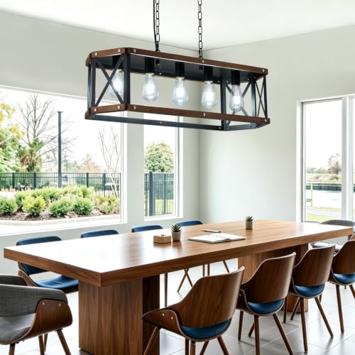 5-Light Farmhouse Rectangle Island Light, Rustic Dining Room Light Fixture by SGLfarmty - Used condition - Image 9