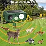 Solar Ultrasonic Animal Repellent Outdoor, Deer Repellent Devices Motion Detection, Waterproof Cat Squirrel Mouse Raccoon Dog Bird Repellent Deterrent with LED Flash Light for Yard Farm Garden - Image 3