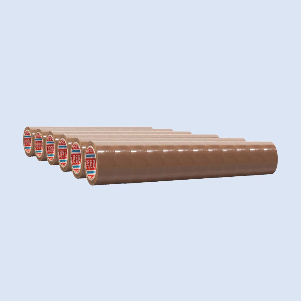 tesa 4124 Premium-Packband braun - Hochleistungs-Verpackungsklebeband- extra stark klebend, leise abrollend - 66 m x 50 mm - Ideal für schwere Kartons, Menge:72