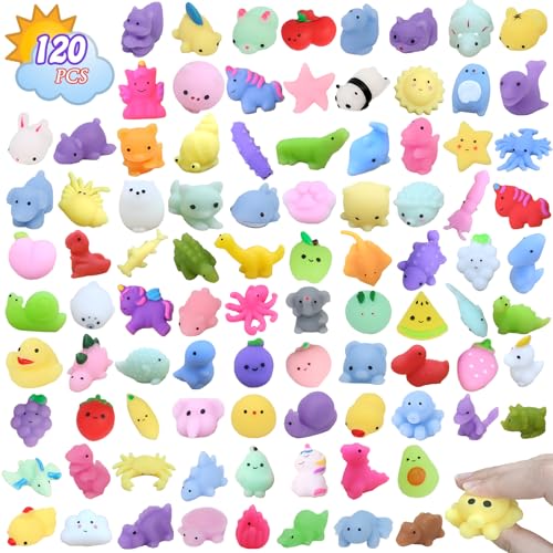 120PCS Random Mochi Squishy Toys Kawaii Squishies Bulk for Kids Party Bag Fillers Mini Squishy Fidget Toys for Stress Relief Classroom Prizes Party Bag Fillers for Kids Birthday Gifts