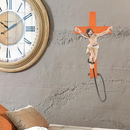Cruz de madera para pared pequeña decoración religiosa que ahorra espacio figura Jesús 5