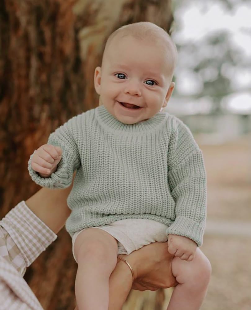 Toddler Baby Boys Girls Cotton Knitted Sweater Warm Soild Pullover Top Autumn Winter Outfits Water Grey 5T image 6 of 8 B0DLPB5R1J