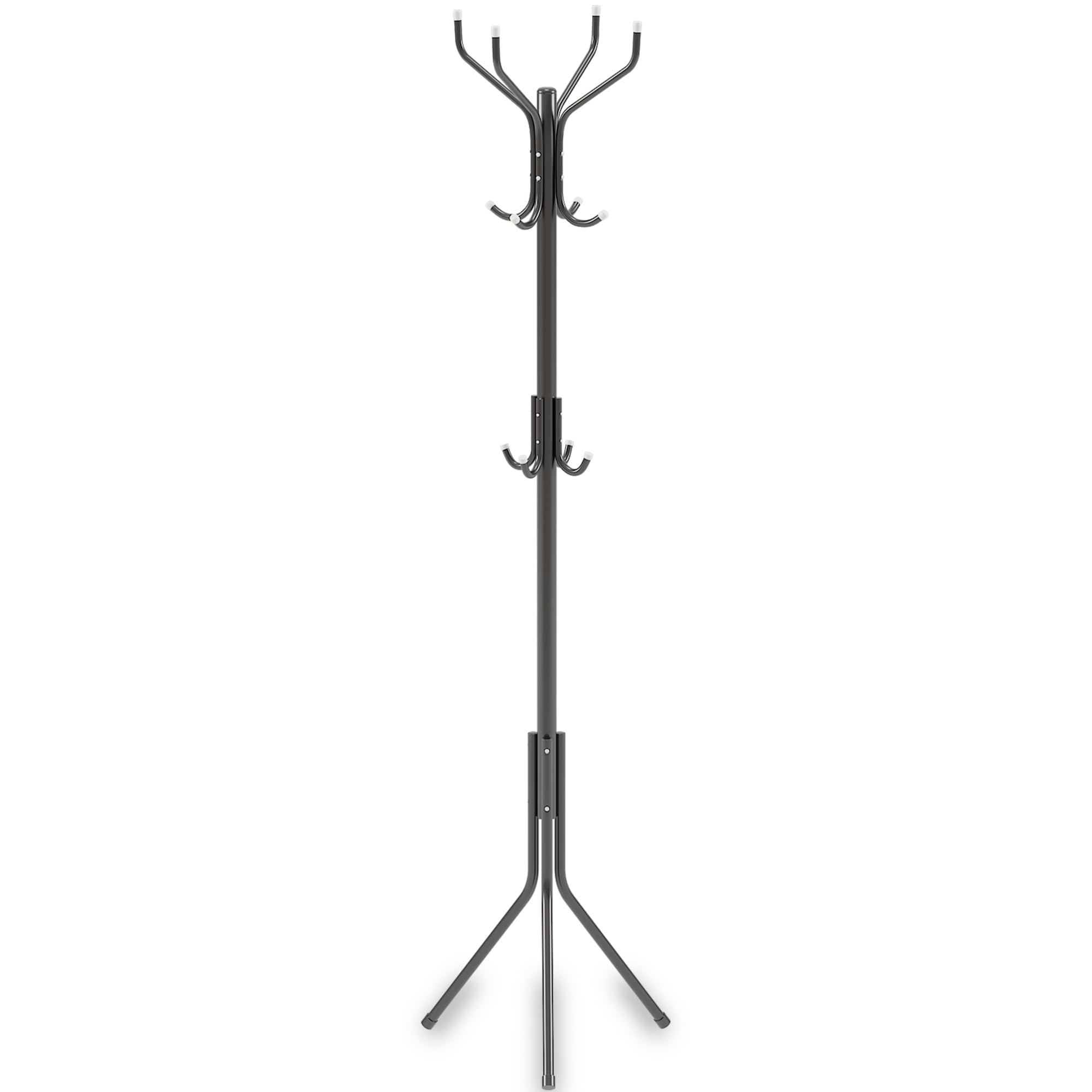 ZENO Coat Rack | Coat Stand | Coat Stands For Hallway | hat stand | Handbag Stand | 12 Hooks | 3 Tiers | Metal Coat Hanging Rack | Tall Hall Tree | Non Slip | Black