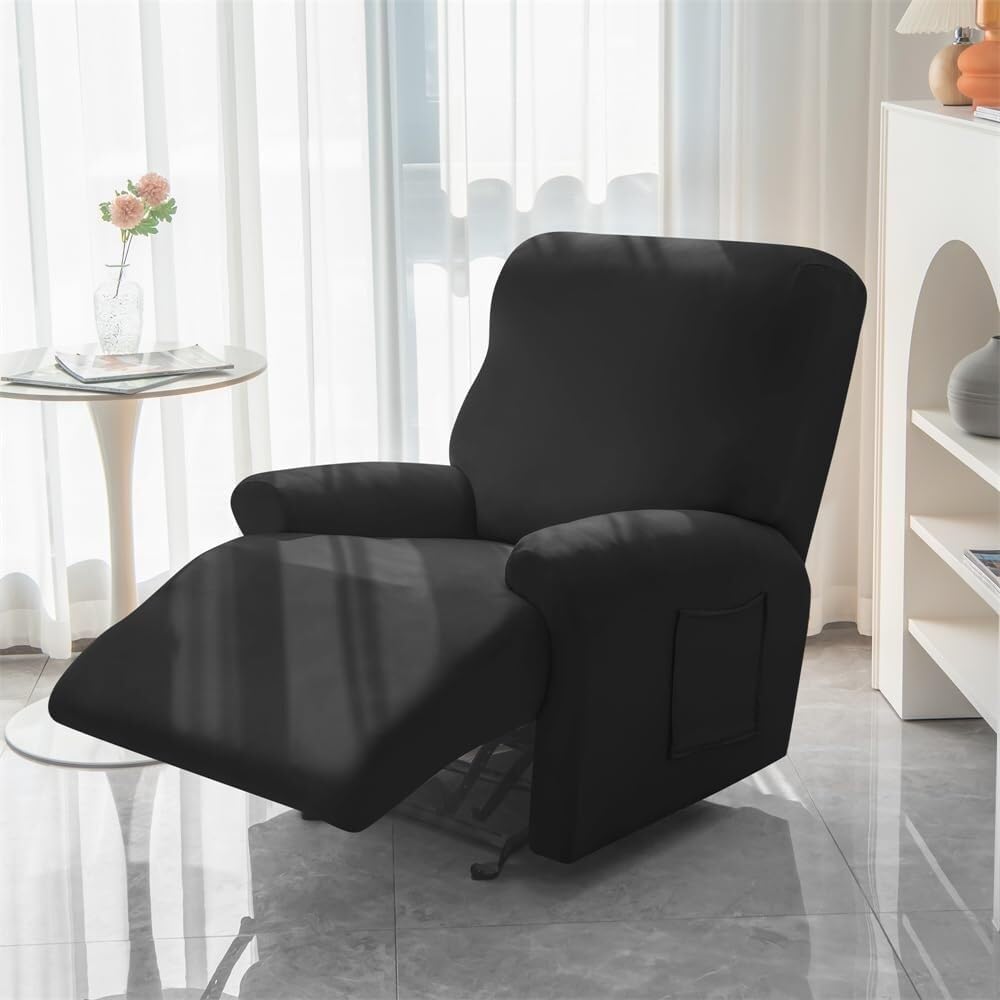 Funda elástica Impermeable para sillón reclinable, Color Liso, Antideslizante, con Bolsillo Lateral, Lavable, Protector de Muebles para Silla.