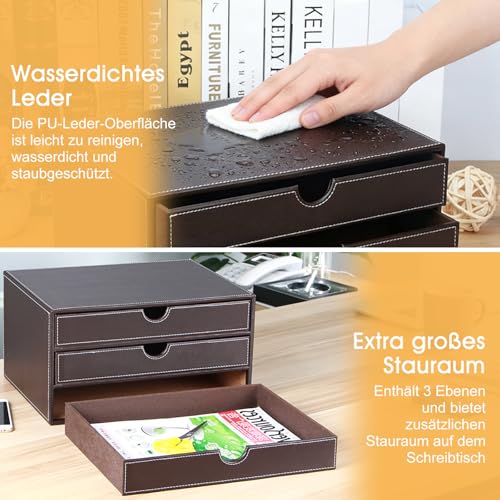 Organiseur de bureau marron chic pour documents A4 de télétravail