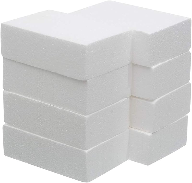 Paquete de 8 bloques de espuma Crafare Craft de 6x4x2 pulgadas, artes y proyectos de ladrillos de poliestireno | Para proyectos escolares, esculturas, arreglos florales, modelado, centros de mesa.