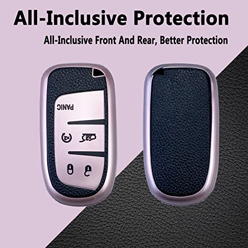 Shuday Key Fob Case Cover Compatible With Jeep Grand Cherokee Renegade Compass Chrysler 200 300 Dodge Ram Ram Durango Charger Challenger Journey Darts Fiat Accessories (Pink Suit) #TOP2