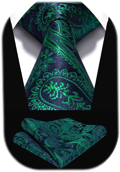 HISDERN Ties for Men Paisley Floral Tie Handkerchief Classic Woven Business Formal Necktie and Pocket Square Set Wedding - Image 8