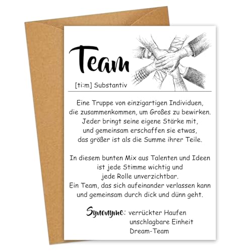 JOYEASE 12 x Hochwertige Team Karte A6 mit Umschlage Team Geschenk Kleine Geschenke für Kollegen Mitarbeiter Geschenk Weihnachten Dankeschön Abschiedskarten Büro und Arbeit