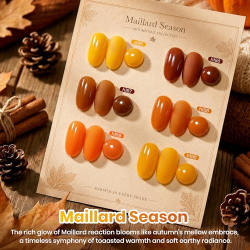 Image of Beetles Brown Gel Polish Set - Maillard Season Collection, 6 Colors Brown Orange Yellow Fall Colors Polish Kit, Soak off Uv Led Lamp Needed Manicure DIY Home