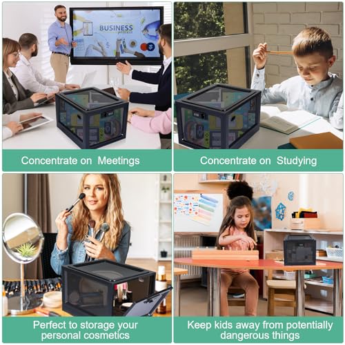 Wenqik 3 Pcs Medicine Lockable Box Combination Medication Lockable Container Storage Box Refrigerator Food Snack Locker Tablet Phone Locking Organizer Bin for Home Office Personal Items, Black - Thumbnail 5