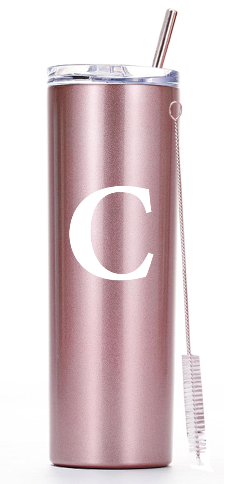 Personalized 20oz Letter C Skinny Tumbler Cups.Custom Mug Initial Tumblers Cups.Personalized Travel Coffee Mug Tumblers Initial with Names Gifts for Women Birthday Christmas.