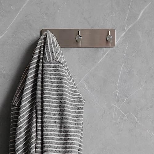 Image of Self Adhesive Towel Hooks for Bathrooms Stick on Wall hooks 3 Coat hooks