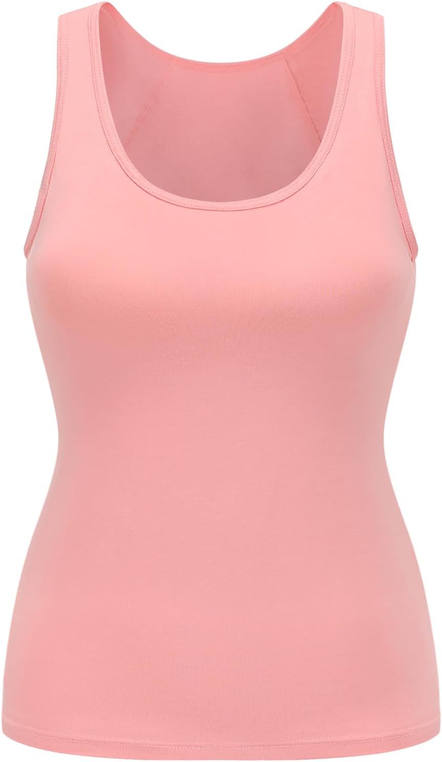 Womens Modal Built-in Bra Padded Camisole Yoga Tanks Tops - Image 2