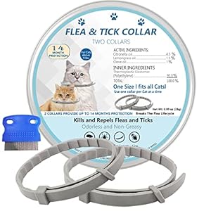 Flea Collar for Cats, Cat Flea Collar Made with Plant Essential Oil, Vet-Recommended Flea and Tick Prevention for Cats, Long-Term Protection of Small Kittens, One Size Fits All