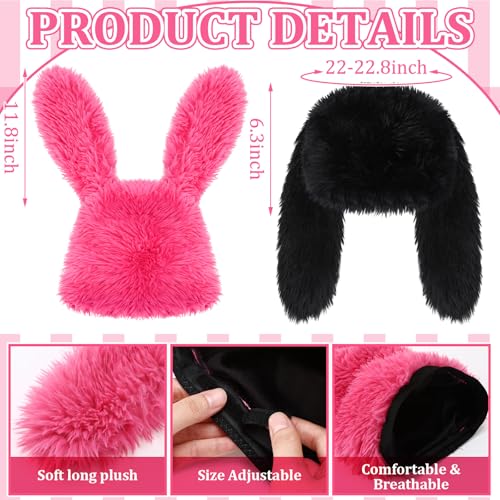 Gorro Bunny Peluche 2 Pzas Rosa y Negro miniatura 2