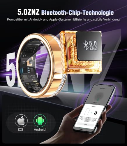Image of 10 Gen Diamond Smart Ring and Wireless Charging Case【Industry Ranking No.1 - 0 Measurement Error】 2026 Smart Ring for Women & Men for Sleep Tracking Wearable Device,Fitness Ring Gold 10#