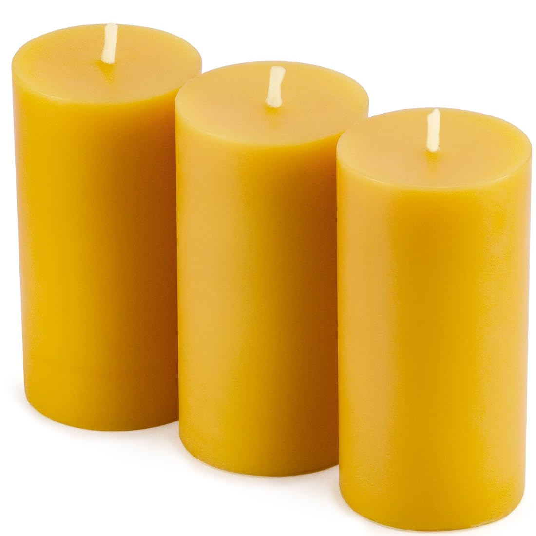 3 Pack Natural Beeswax Pillar Candle 2x4 inch, Smokeless and Long Lasting (22-27 Hours) Pure Beeswax Candle, Natural Unscented, Yellow
