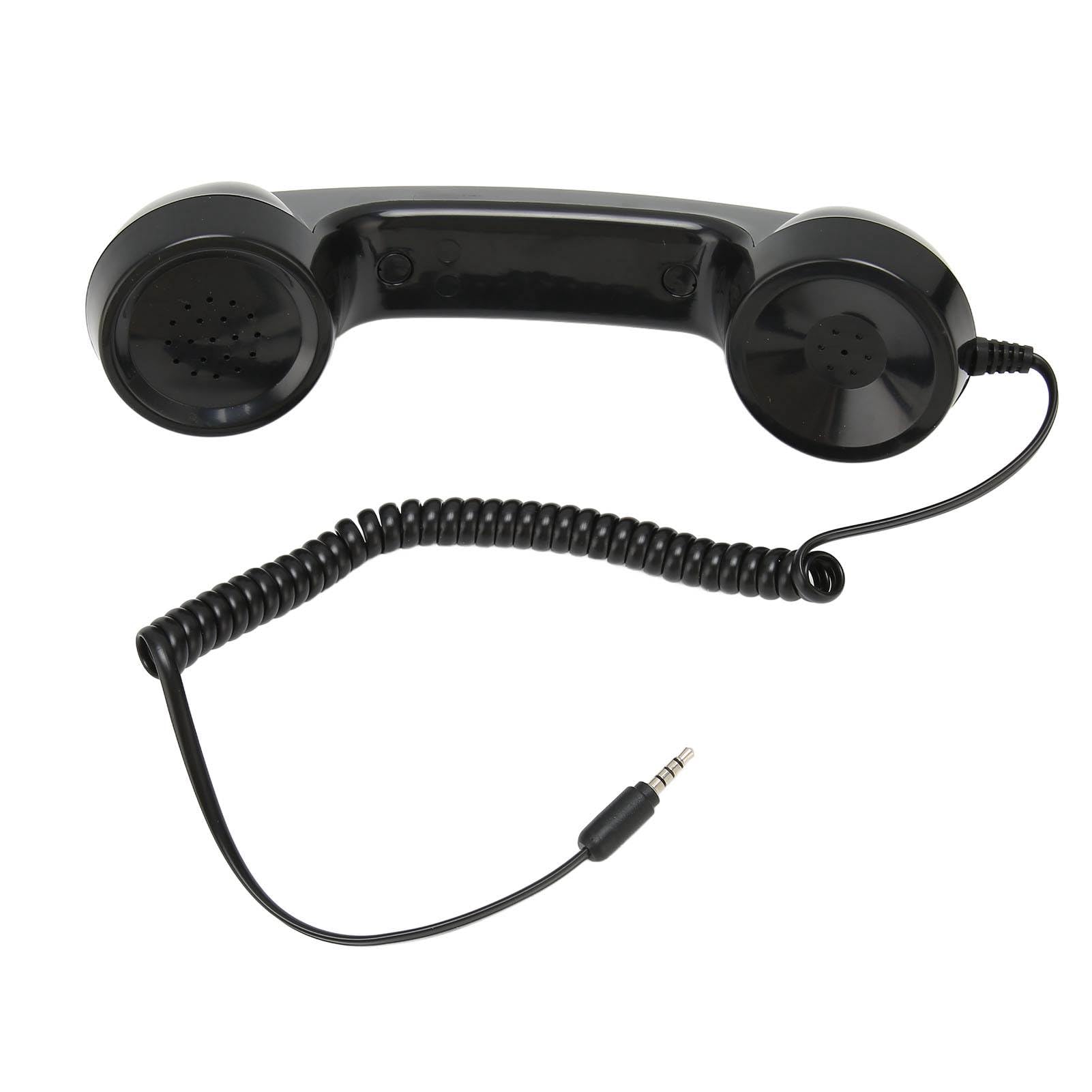 Odbiornik Telefonu Komórkowego, Odporny na Promieniowanie Zestaw Słuchawkowy w Stylu Retro, Czysty Dźwięk z Mikrofonem do Smartfonów (Czarny)