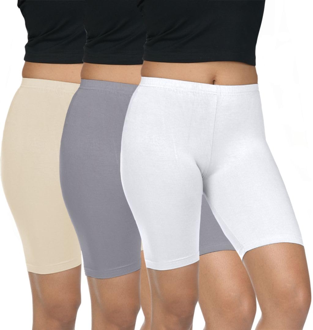 fly birds Pack of 3 Women Viscose Blend Solid Shorts (Cream/Grey)-picture-29