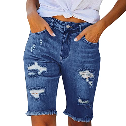 Jeans Shorts Damen Sommer - Kurze Jeanshose Damen Mid Waist- Kurze Hose...