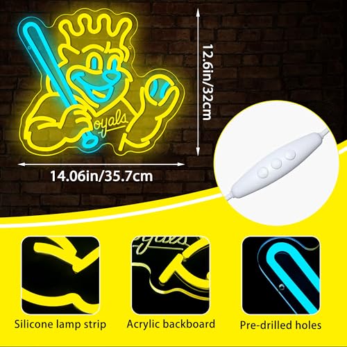 Image of Baseball Neon Sign for Wall Decor Baseball Team Dimmable Led Neon Sign for Man Cave Bedroom Sport Club Garage Party Bedroom Dorm Birthday Gift for Fans Size 12.5 * 14 In(ZYLD302)