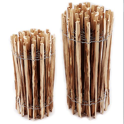 Aquagart Staketenzaun Höhen 50cm - 120cm hoch Lattenabstand 3-5cm Gartenzaun Kastanienzaun aus Haselnuss Langlebiger Holzzaun Zaun Rollzaun inkl. Krampen (Haselnuss 80cm, 5m)