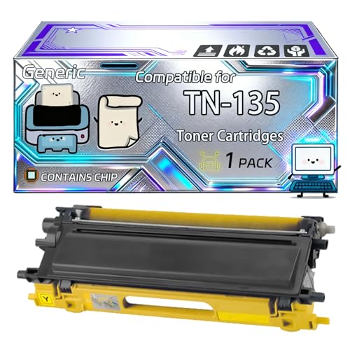 Image of TN-135 Toner Cartridges Compatible for Brother MFC-9440CN MFC-9450CLT DCP-9040 DCP-9040CN DCP-9042CN DCP-9045CN Printers, With Chip, 5000 Pages, Vibrant Colours (1 Pack Yellow)