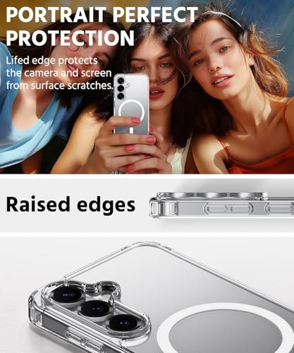 Image of Magnetic Case for Samsung Galaxy S26 5G Compatible with MagSafe, Shockproof Phone Bumper Cover, Anti-Scratch Clear Back (Clear)