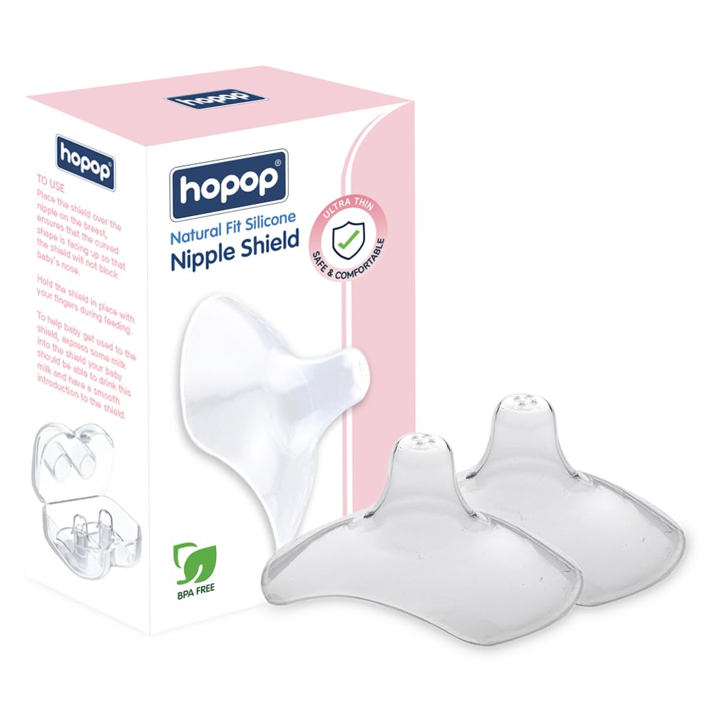 Hopop Natural Fit Silicone Nipple Shield for Breastfeeding | Pack of 2 with Storage Case | BPA Free, Nursing Shield for Newborn Babies, Latch Support & Sore Nipple Protection-image-40
